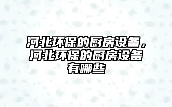 河北環(huán)保的廚房設(shè)備，河北環(huán)保的廚房設(shè)備有哪些