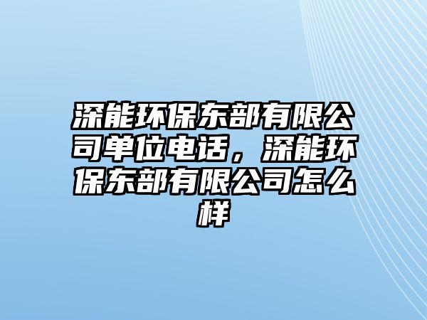 深能環(huán)保東部有限公司單位電話(huà)，深能環(huán)保東部有限公司怎么樣