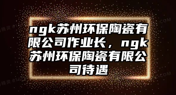 ngk蘇州環(huán)保陶瓷有限公司作業(yè)長，ngk蘇州環(huán)保陶瓷有限公司待遇