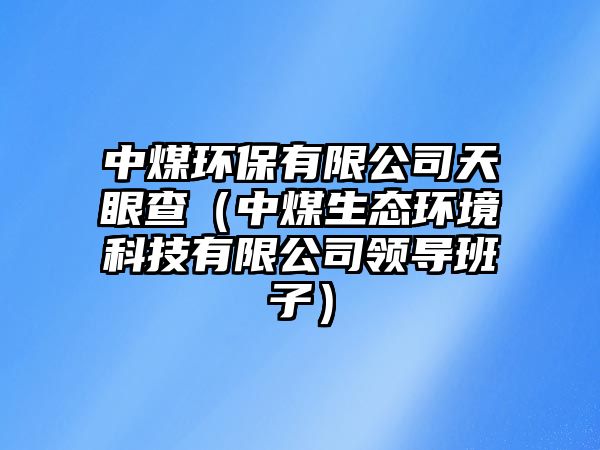 中煤環(huán)保有限公司天眼查（中煤生態(tài)環(huán)境科技有限公司領(lǐng)導(dǎo)班子）