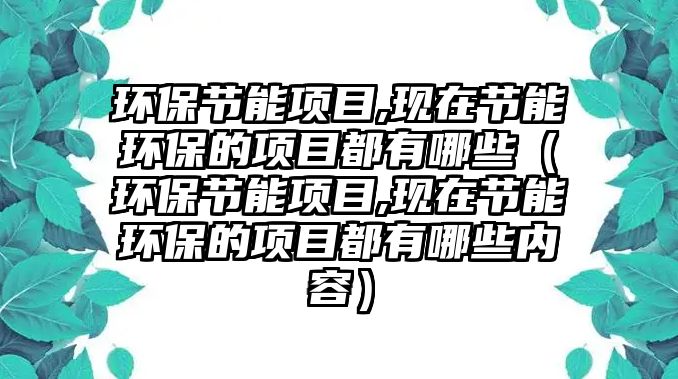 環(huán)保節(jié)能項目,現(xiàn)在節(jié)能環(huán)保的項目都有哪些（環(huán)保節(jié)能項目,現(xiàn)在節(jié)能環(huán)保的項目都有哪些內(nèi)容）