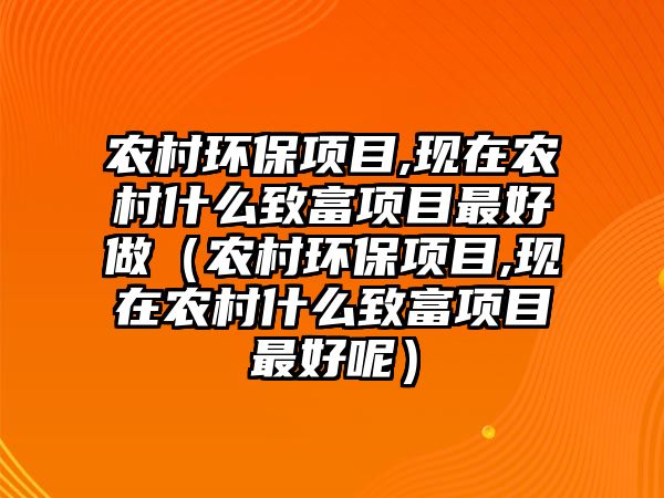 農村環(huán)保項目,現在農村什么致富項目最好做（農村環(huán)保項目,現在農村什么致富項目最好呢）