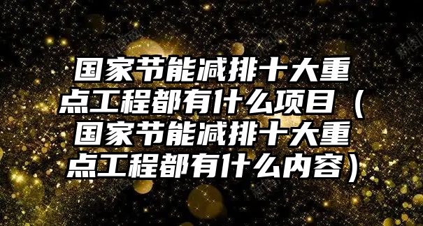 國家節(jié)能減排十大重點工程都有什么項目（國家節(jié)能減排十大重點工程都有什么內(nèi)容）