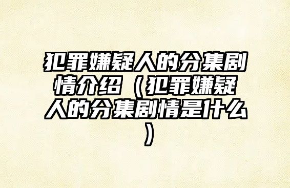 犯罪嫌疑人的分集劇情介紹（犯罪嫌疑人的分集劇情是什么）