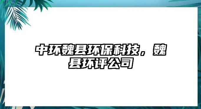 中環(huán)魏縣環(huán)?？萍迹嚎h環(huán)評公司