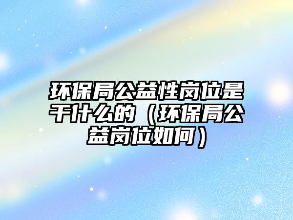 環(huán)保局公益性崗位是干什么的（環(huán)保局公益崗位如何）