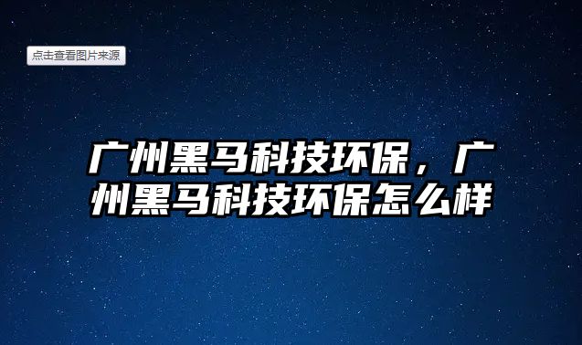 廣州黑馬科技環(huán)保，廣州黑馬科技環(huán)保怎么樣