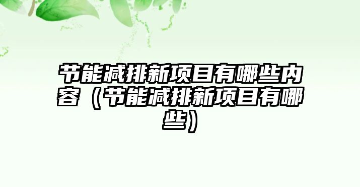 節(jié)能減排新項目有哪些內(nèi)容（節(jié)能減排新項目有哪些）