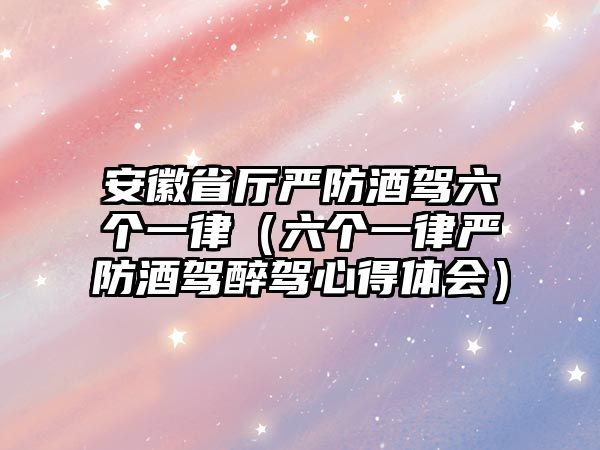 安徽省廳嚴(yán)防酒駕六個(gè)一律（六個(gè)一律嚴(yán)防酒駕醉駕心得體會）