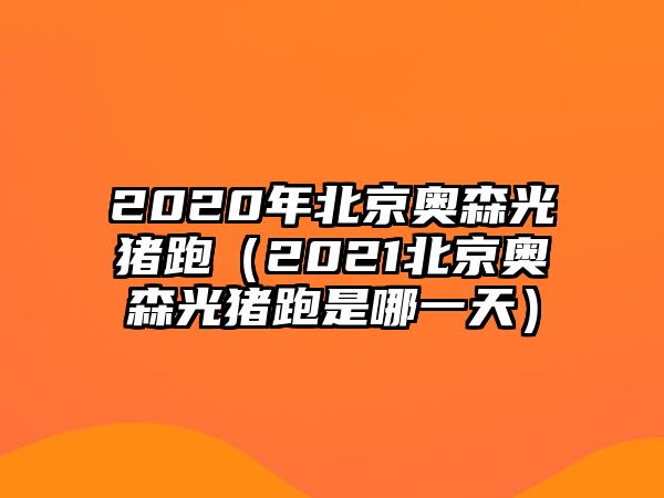 2020年北京奧森光豬跑（2021北京奧森光豬跑是哪一天）