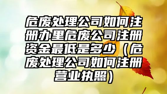 危廢處理公司如何注冊(cè)辦里危廢公司注冊(cè)資金最低是多少（危廢處理公司如何注冊(cè)營(yíng)業(yè)執(zhí)照）