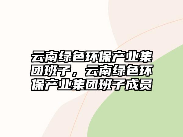 云南綠色環(huán)保產(chǎn)業(yè)集團(tuán)班子，云南綠色環(huán)保產(chǎn)業(yè)集團(tuán)班子成員