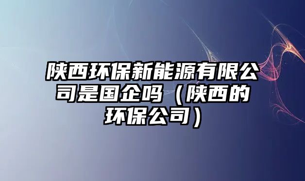 陜西環(huán)保新能源有限公司是國企嗎（陜西的環(huán)保公司）