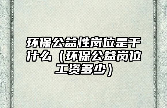 環(huán)保公益性崗位是干什么（環(huán)保公益崗位工資多少）