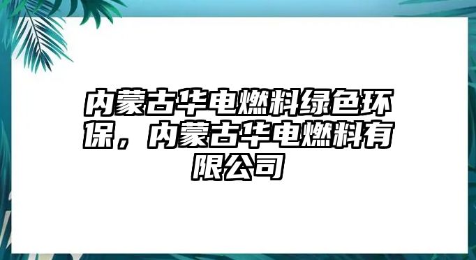 內(nèi)蒙古華電燃料綠色環(huán)保，內(nèi)蒙古華電燃料有限公司