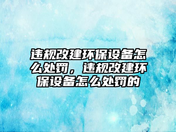 違規(guī)改建環(huán)保設(shè)備怎么處罰，違規(guī)改建環(huán)保設(shè)備怎么處罰的