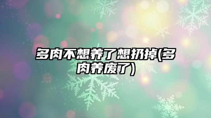 多肉不想養(yǎng)了想扔掉(多肉養(yǎng)廢了)