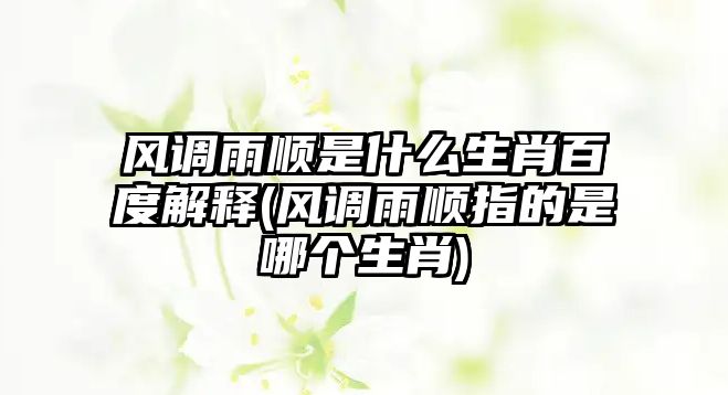 風調雨順是什么生肖百度解釋(風調雨順指的是哪個生肖)