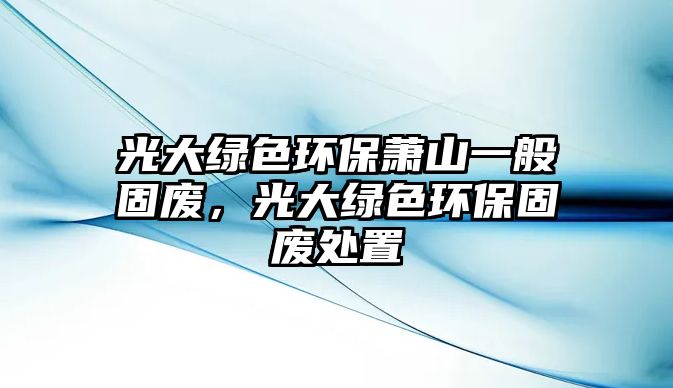 光大綠色環(huán)保蕭山一般固廢，光大綠色環(huán)保固廢處置