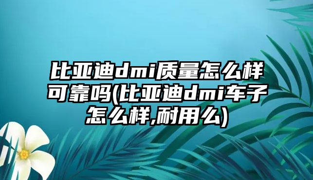 比亞迪dmi質(zhì)量怎么樣可靠嗎(比亞迪dmi車子怎么樣,耐用么)