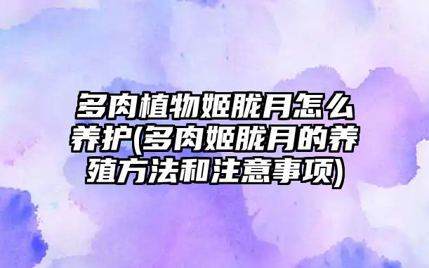 多肉植物姬朧月怎么養(yǎng)護(hù)(多肉姬朧月的養(yǎng)殖方法和注意事項(xiàng))