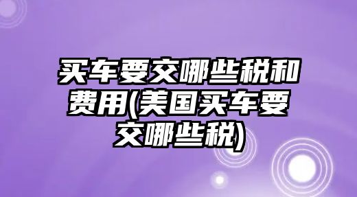 買車要交哪些稅和費(fèi)用(美國買車要交哪些稅)