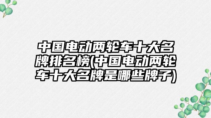 中國電動兩輪車十大名牌排名榜(中國電動兩輪車十大名牌是哪些牌子)