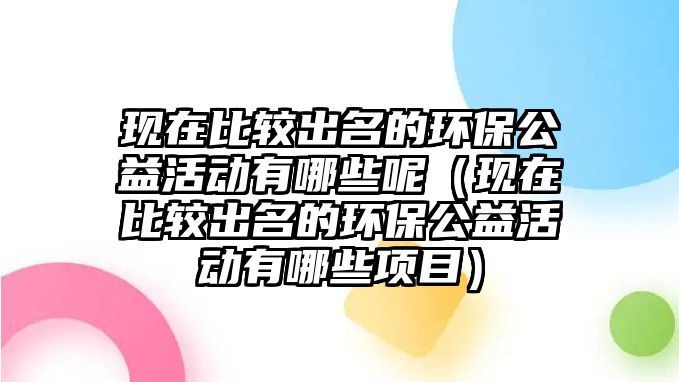 現在比較出名的環(huán)保公益活動有哪些呢（現在比較出名的環(huán)保公益活動有哪些項目）