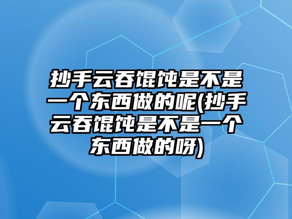 抄手云吞餛飩是不是一個東西做的呢(抄手云吞餛飩是不是一個東西做的呀)