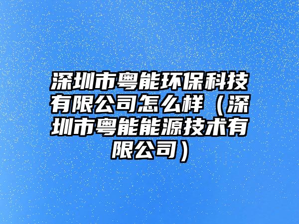 深圳市粵能環(huán)?？萍加邢薰驹趺礃樱ㄉ钲谑谢浤苣茉醇夹g(shù)有限公司）