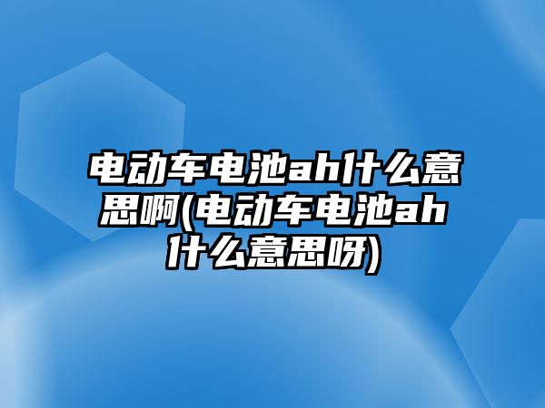 電動車電池ah什么意思啊(電動車電池ah什么意思呀)