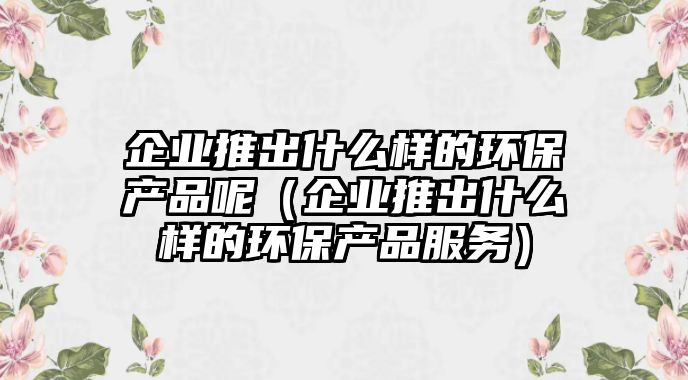 企業(yè)推出什么樣的環(huán)保產(chǎn)品呢（企業(yè)推出什么樣的環(huán)保產(chǎn)品服務）