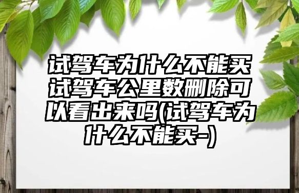 試駕車為什么不能買試駕車公里數(shù)刪除可以看出來嗎(試駕車為什么不能買-)