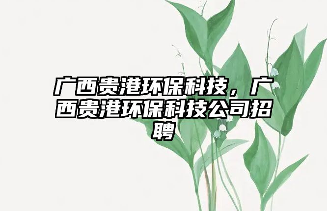 廣西貴港環(huán)保科技，廣西貴港環(huán)保科技公司招聘