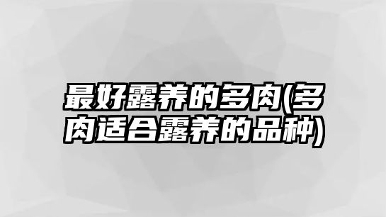 最好露養(yǎng)的多肉(多肉適合露養(yǎng)的品種)