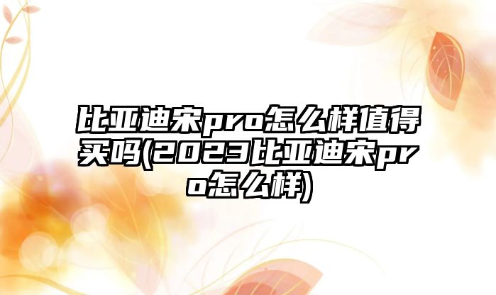 比亞迪宋pro怎么樣值得買(mǎi)嗎(2023比亞迪宋pro怎么樣)