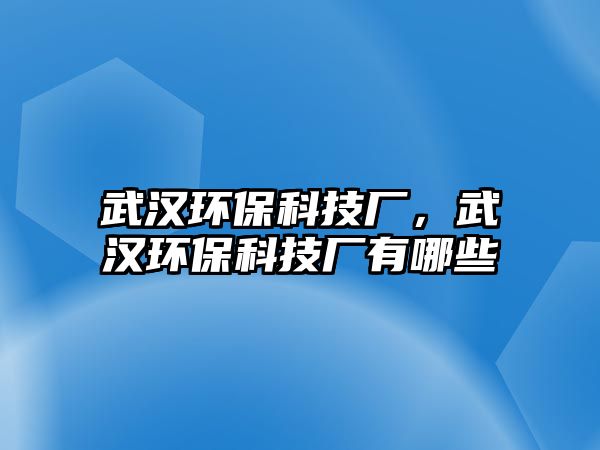 武漢環(huán)保科技廠，武漢環(huán)?？萍紡S有哪些