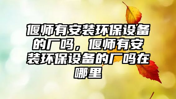 偃師有安裝環(huán)保設備的廠嗎，偃師有安裝環(huán)保設備的廠嗎在哪里