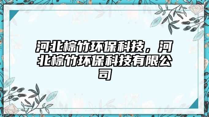 河北棕竹環(huán)?？萍迹颖弊刂癍h(huán)保科技有限公司